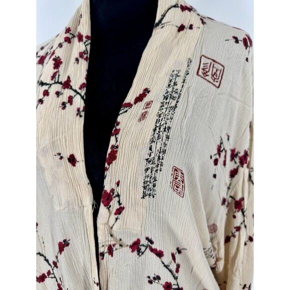 Endless Knot Art Crinkle Jacket Asian Motif Sakura Floral L/XL - Picture 3 of 6